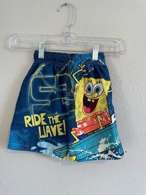 Old Navy SpongeBob Navy & Yellow Swim Shorts - Ride the Wave Graphic
